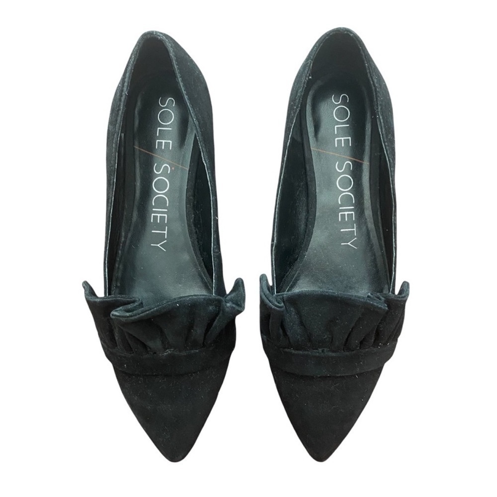 Sole Society SO-Kamber Black Suede Flats with Ruffle Detail size 9